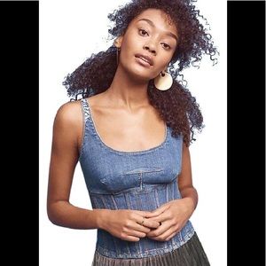 ANTHROPOLOGIE BLUE DENIM MAEVE CORSET TANK